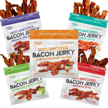 Bacon Jerky Variety Pack with 5 Flavors and Up to 24g Protein Per Bag