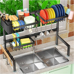 Adjustable 2-Tier Over The Sink Dish Drying Rack for Kitchen