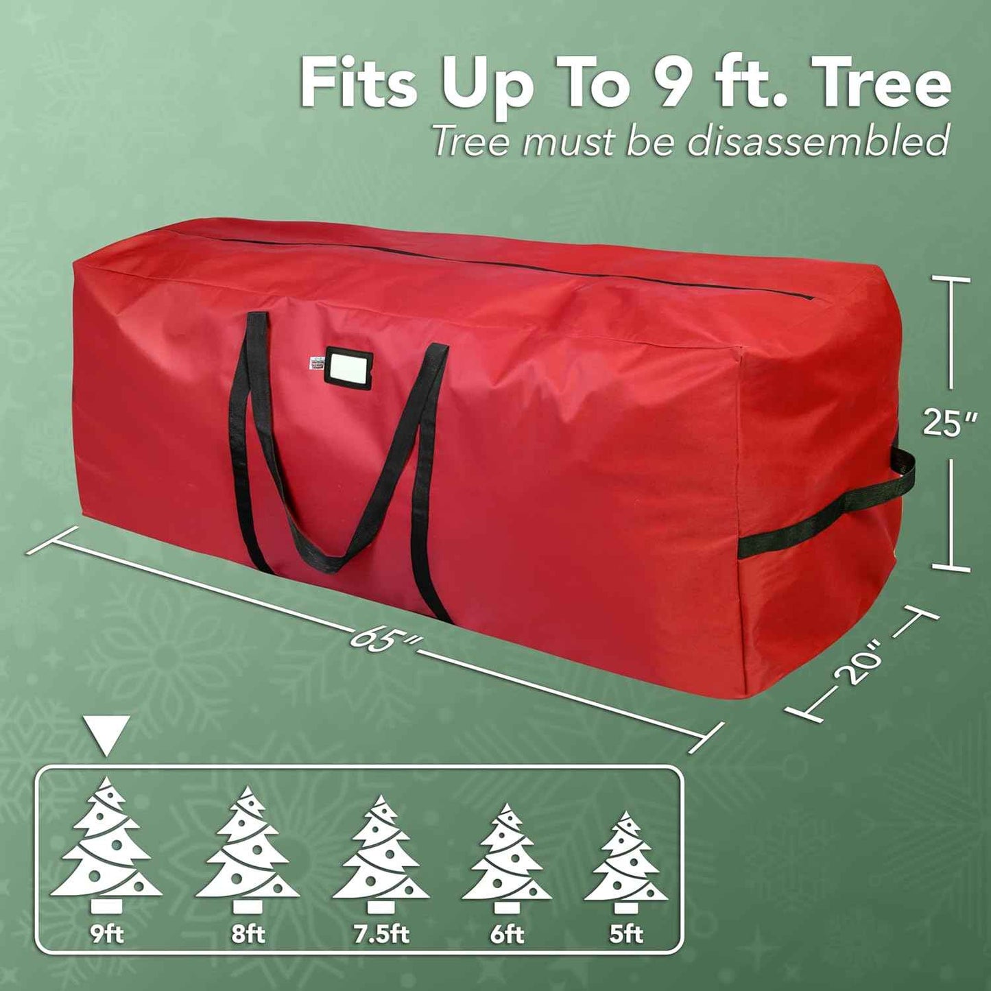 Holiday Cheer Heavy Duty Artificial Christmas Tree Storage Bag Fits Up to 9ft Tall, Waterproof with Durable Handles & Zipper Xmas Tree Storage Bag (RED)