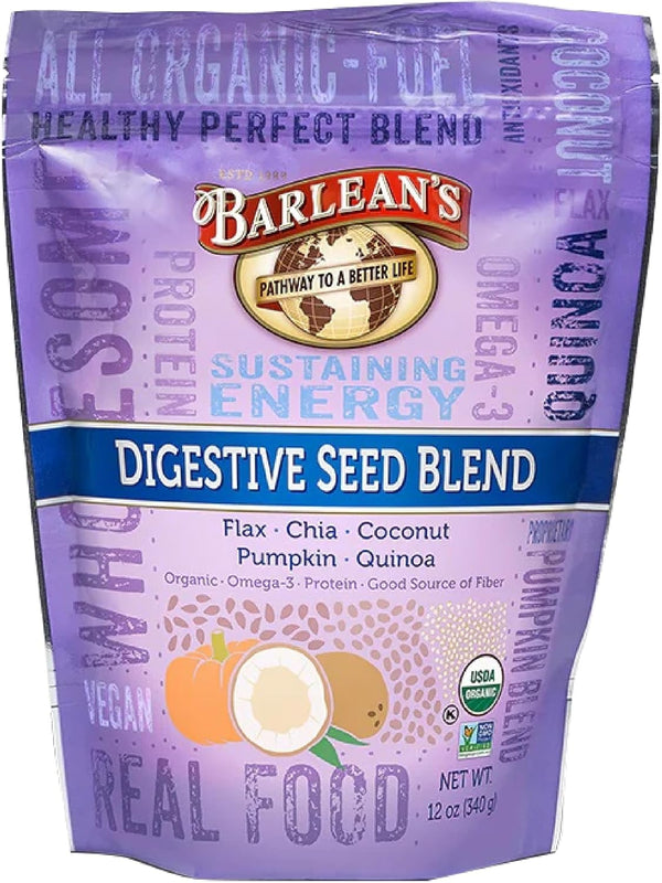 Barlean's Organic Flax Chia Coconut Seed Blend with 2,330 mg Omega 3 Fatty Acids, Fiber Supplement with Whole Chia Seeds and Ground Flaxseed, 12 oz
