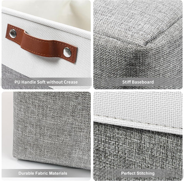 Large Fabric Storage Bins for Shelves 3 Pack Grey and White