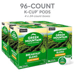 Green Mountain Coffee Roasters Breakfast Blend Single-Serve Keurig K-Cup Pods, Light Roast Coffee, 96 Count