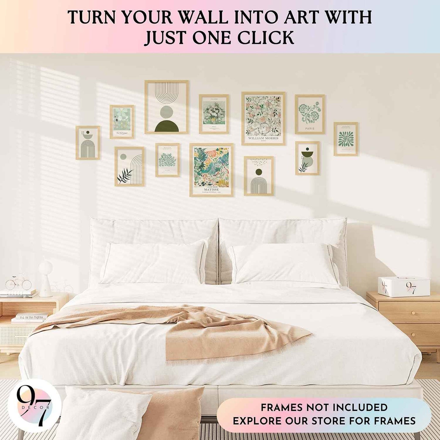 97 Decor Sage Green Room Decor Aesthetic - Sage Green Wall Decor, Sage Matisse Wall Art Prints, Green Posters Wall Collage, Pastel Aesthetic Pictures for Teen Girls Dorm Bedroom (Unframed)