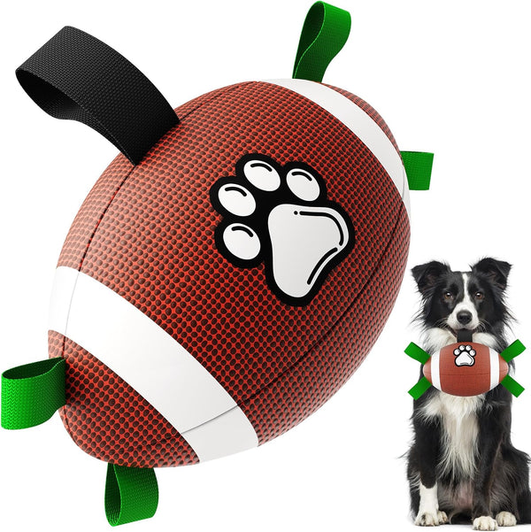 Qdan dog toys 6 inch world cup dog soccer ball with straps for small medium pet outdoor play