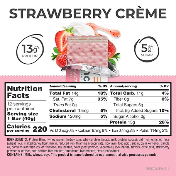 Power Crunch Protein Energy Wafer Bars Strawberry Crème 1.4 Ounce 12 Count