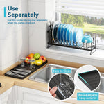 Compact Dish Drying Rack for Kitchen Counter with Silicone Mat