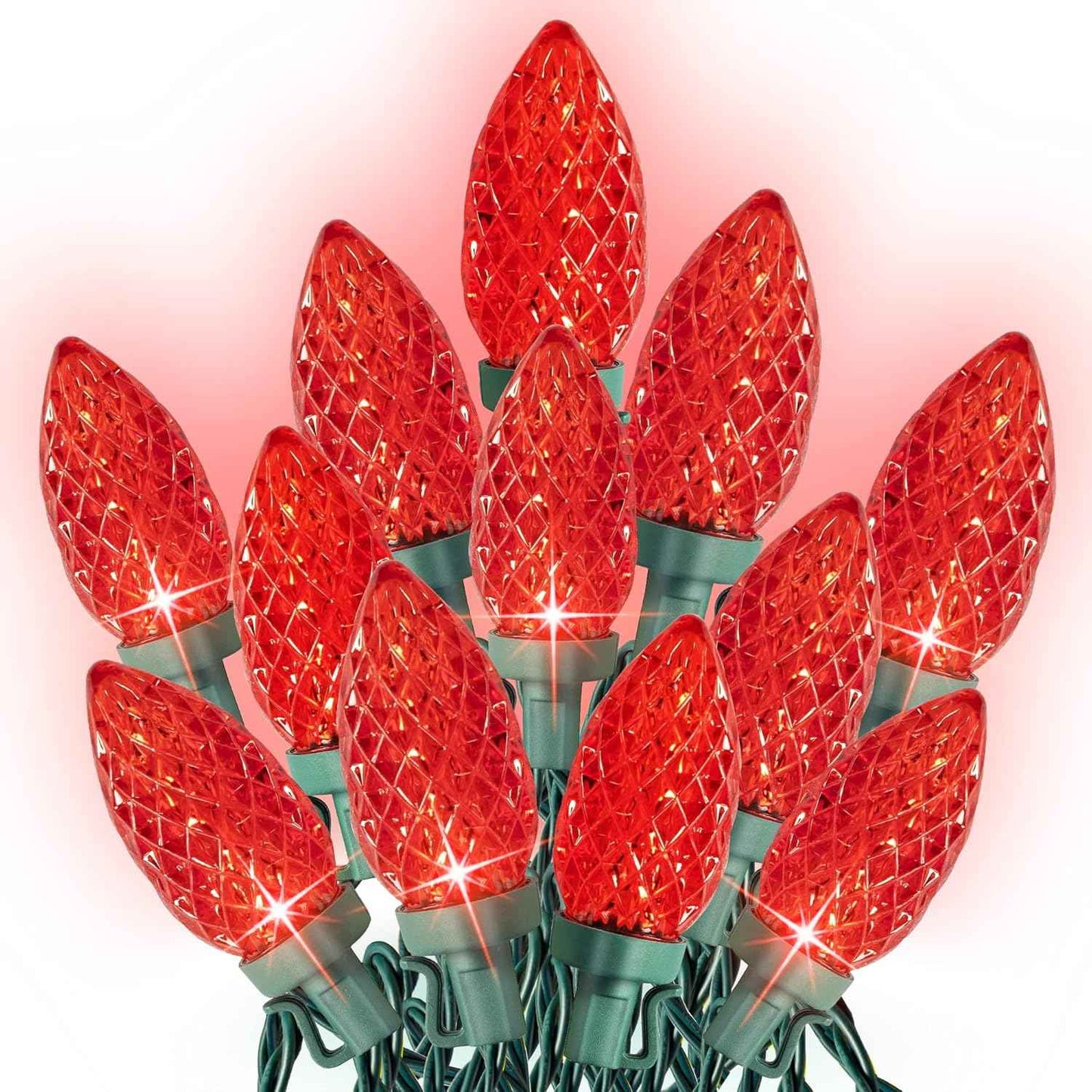 Dazzle Bright C9 Christmas String Lights, 100 LED 66 FT Waterproof Connectable Green Wire Fairy Lights, Christmas Lights for Indoor Outdoor Home Yard Xmas Tree House Decorations (Warm White)