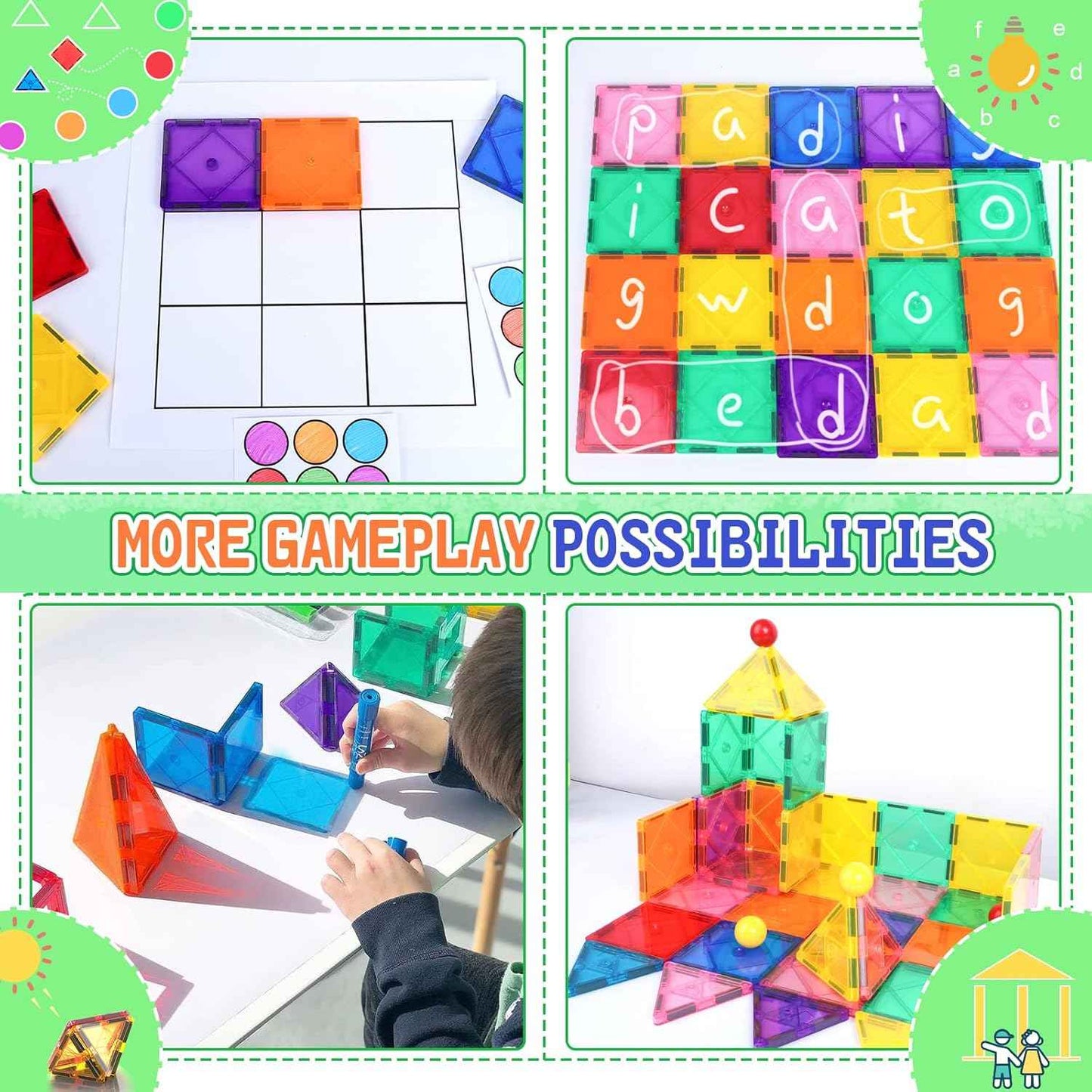 Soyee Magnetic Tiles Toddler Toys Magnetic Building Blocks for Kids Ages 3-12 STEM Educational Toys for Girls & Boys Sensory Play for Preschool Learning Birthday Toddler Xmas Gifts