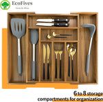 Acacia Kitchen Drawer Organizer with 8 Slots and Adjustable Size