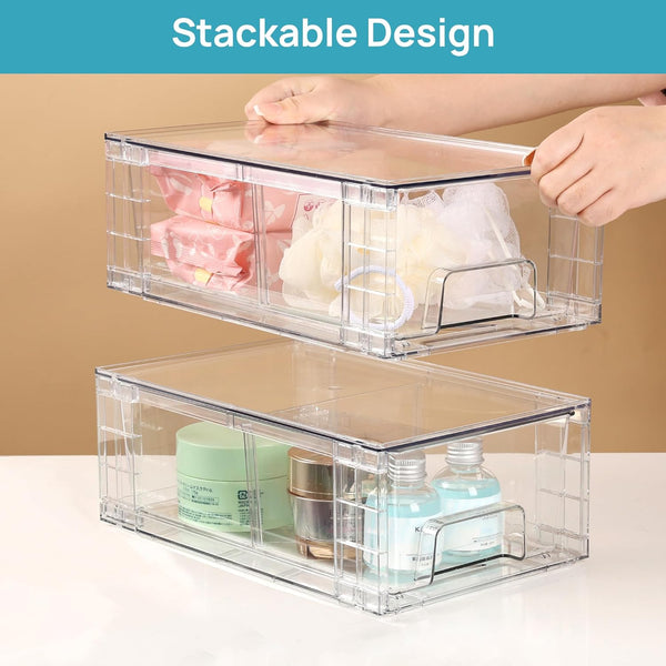Vtopmart 4 Pack Stackable Storage Drawers for Home Organization