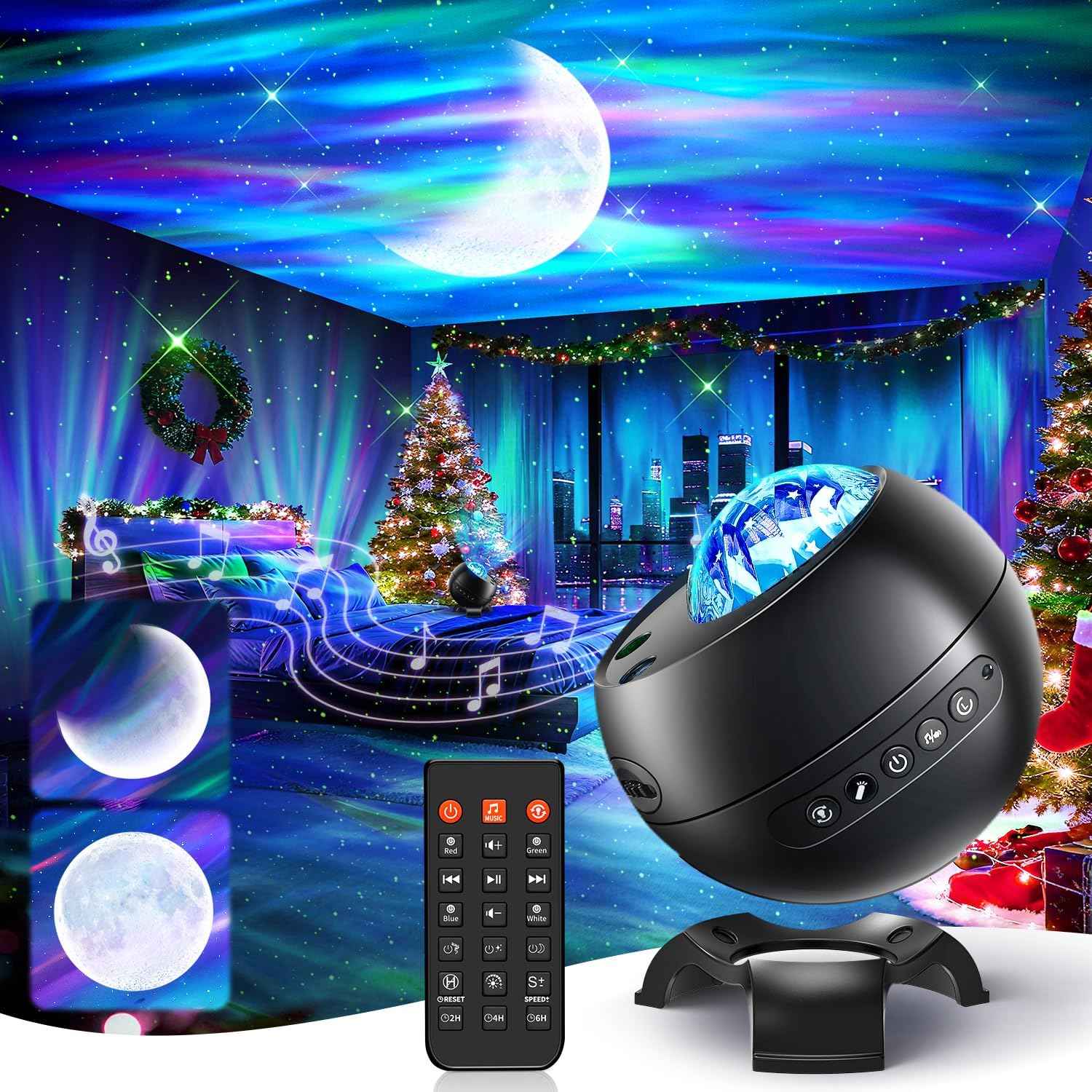 Galaxy Projector for Bedroom, 21Colors Northern Lights,15White Noise&Bluetooth Star Projector Galaxy Lights, Remote Ambient Lighting,Aurora Halloween Decor Christmas,Gifts for Kids,Adults