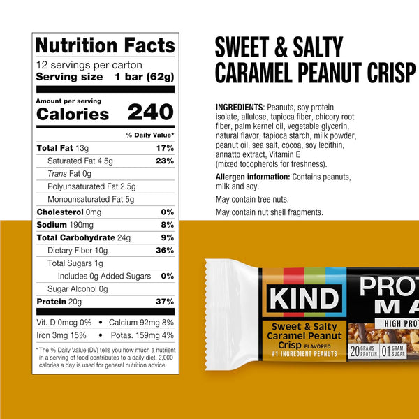 KIND MAX Bars Variety Pack, Gluten Free, Low Sugar, High Fiber Snacks, 12 Count