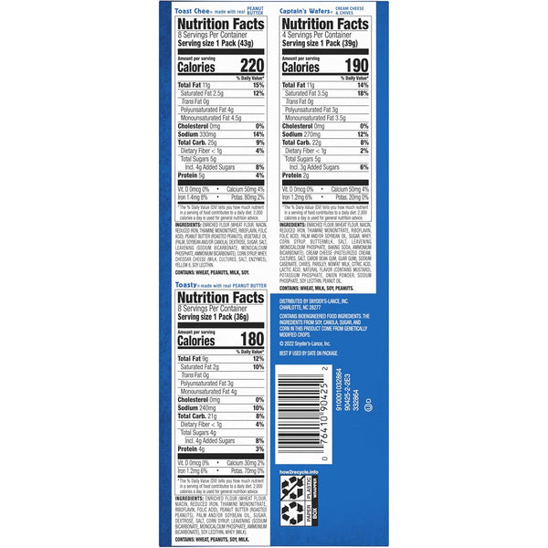 Lance Sandwich Crackers Variety Pack 20 Individually Wrapped Packs
