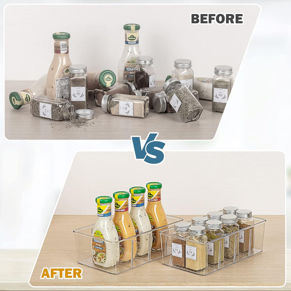 Clear Plastic Food Storage Organizer Bins for Pantry and Kitchen