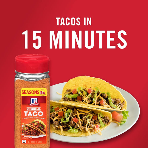 McCormick Original Taco Seasoning Mix, 8.5 oz, No Artificial Flavors, Classic Flavor, Family Favorite, Mild Heat