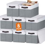 Large Closet Storage Baskets Bins with Lids 4 Pack, Storage Baskets for Organizing Shelves Nursery Bedroom, Home Dorm Closet Organizers Cubes for Clothes Toys Blanket Book - Stackable -14x10x9.5
