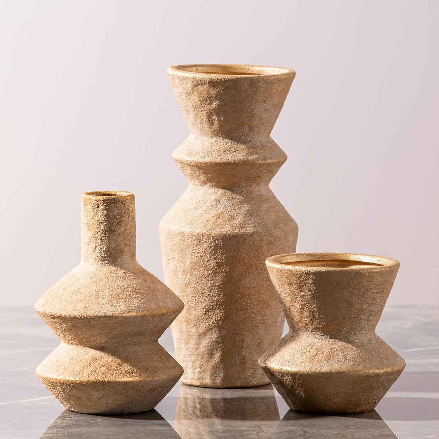 Ceramic Vase Home Table Decor - White Flower Vase Set of 3 Living Room Kitchen Decorations Farmhouse Modern Rustic Vases Decorative Centerpiece for Shelf Bedroom Office Bathroom Dining Coffee Desk