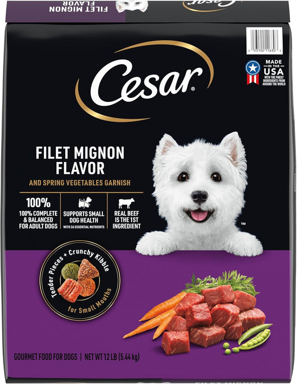 cesar small breed dry dog food filet mignon flavor 12 lb bag for small dogs