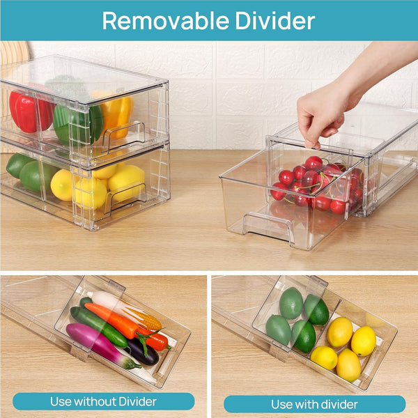 Vtopmart 4 Pack Stackable Storage Drawers for Home Organization