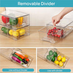 Vtopmart 4 Pack Stackable Storage Drawers, Clear Acrylic Drawer Organizers with Handles for Fridge, Bathroom, Kitchen, Undersink, Cabinet, Pantry