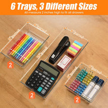 Clear Drawer Organizer Set for Kitchen and Office Storage