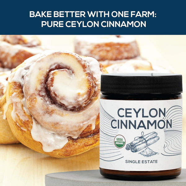 One Farm Organic Ceylon Cinnamon premium Sri Lanka Cinnamon, freshly ground, non-gmo, fair-trade, gluten-free in reusable jar