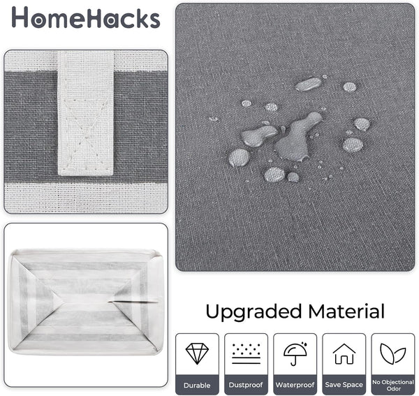 HomeHacks 2 Pack Large Laundry Baskets, Waterproof, Freestanding Laundry Hampers, Collapsible Clothes Hamper with Reinforced Handles in Laundry Room, College Dorm, Bathroom, Bedroom (Grey, 75Lx2)