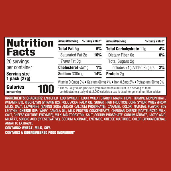 ritz handi-snacks crackers 'n cheesy dip snack packs for school, work, and home, 20 snack packs, 0.95 oz each