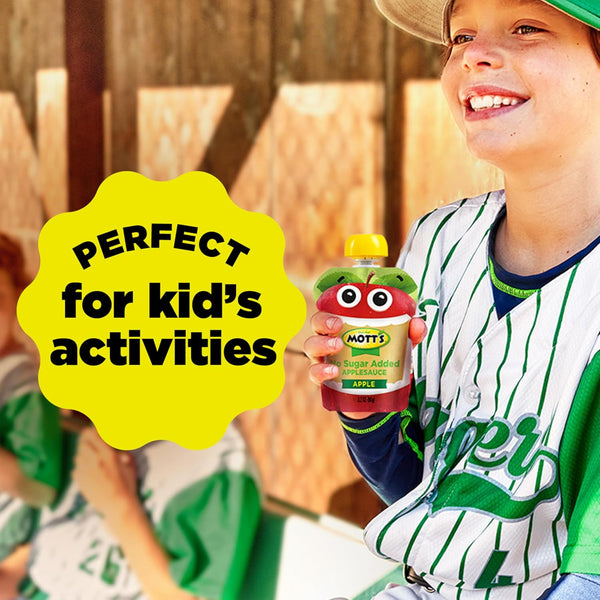 Mott's No Sugar Added Applesauce, Made from Real Fruit, No Artificial Flavors, 3.2 Oz Clear Pouches, 20 Pack