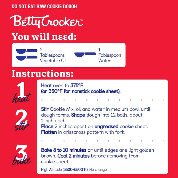 Betty Crocker Peanut Butter Cookie Mix, Makes 12 Cookies, 7.2 oz