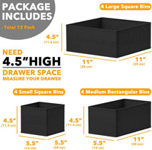12-pack drawer organizer for nursery, closet, and storage dividers