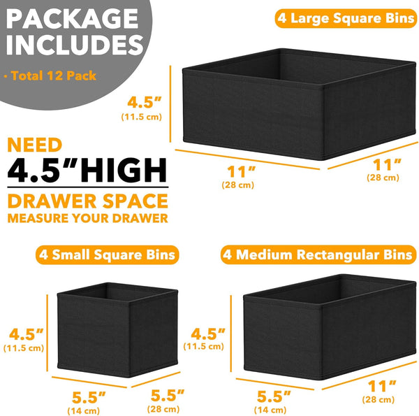 12-pack drawer organizer for nursery, closet, and storage dividers