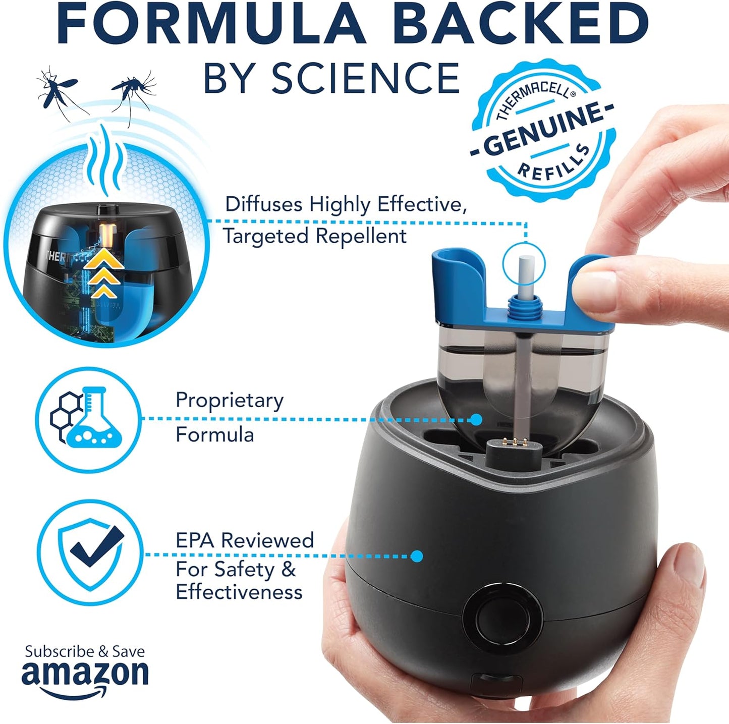 Thermacell Rechargeable Mosquito Repeller Refills; Advanced Repellent Formula Provides 20 Foot Protection Zone; Compatible with Thermacell E-Series & Radius Only; No DEET, Spray or Flame