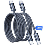 Lisen 6.6ft 2-pack 240W USB-C to USB-C cable fast charging for iPhone 17, 16, 15 Pro Max, iPad, MacBook, Samsung S26, S25 Ultra