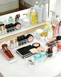 Clear drawer organizers for efficient home storage
