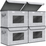 Large Collapsible Stackable Storage Bins with Lids for Home and Office