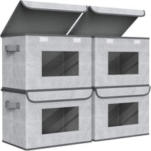 Large Collapsible Stackable Storage Bins with Lids for Home and Office