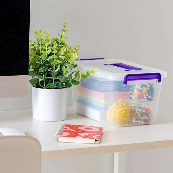 IRIS USA 5 Qt. Plastic Craft Storage Container Bins with Lids, 6 Pack, Small Organizer Tote