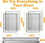 Air Fryer Basket Oven - 2 Set Large Air Fryer Basket and Tray Stainless Steel Oven Air Fryer Rack Pan Accessories for Baking 15.4"x11.2"