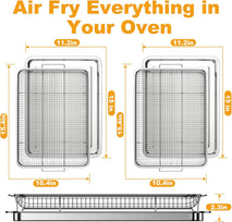 Air Fryer Basket Oven - 2 Set Large Air Fryer Basket and Tray Stainless Steel Oven Air Fryer Rack Pan Accessories for Baking 15.4"x11.2"