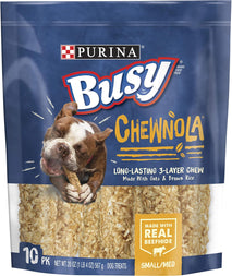 Purina Busy Rawhide dog bones for small/medium breeds, 10-count 20 oz. pouch with oats & brown rice