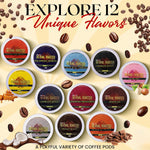 InfuSio Coffee Pods Variety Pack, 96 Count, 12 Crafted Medium & Dark Roast Blends, Compatible with Keurig 2.0 Brewers