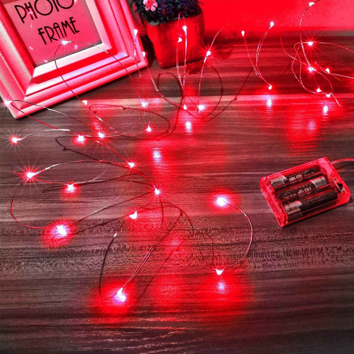 Led Fairy Lights Battery Operated, 1 Pack Mini Battery Powered Copper Wire Starry Fairy Lights for Bedroom, Christmas, Parties, Wedding, Centerpiece, Decoration (5m/16ft Warm White)