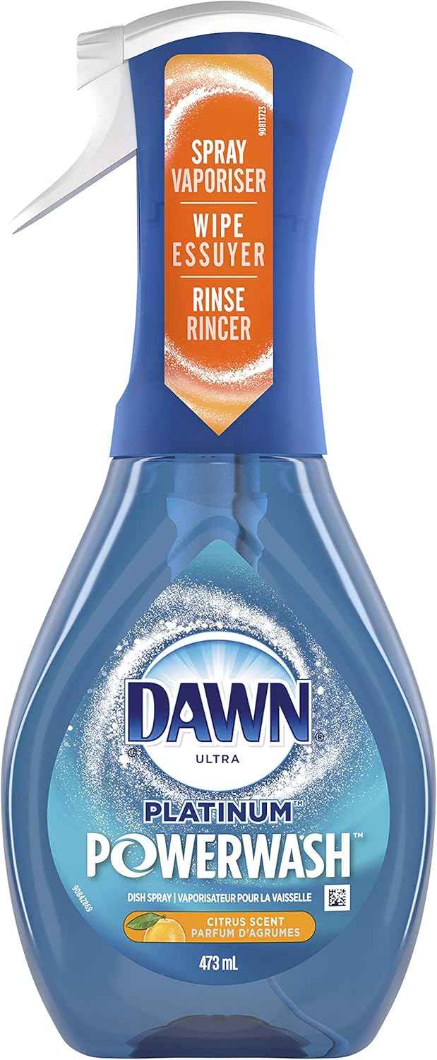 Dawn Platinum Powerwash Dish Spray, Dish Soap Liquid, Fresh Scent Bundle, 1 Spray (16oz) + 3 Refills (16oz each)(Pack of 4)