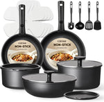 19-piece ceramic cookware set with non-stick coating and induction compatibility