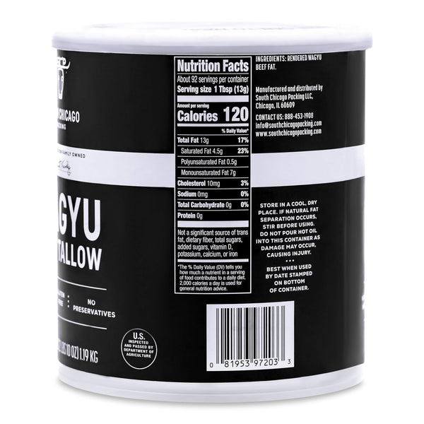 South Chicago Packing 100% Pure 42 oz Wagyu Beef Tallow for Paleo & Keto Cooking