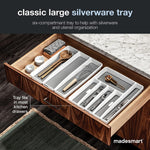 madesmart Classic Large Silverware Tray - White - 6-Compartments Kitchen Organizer