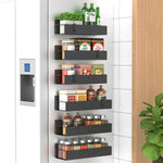 Metal 4 Pack Magnetic Spice Storage Rack Organizer for Refrigerator and Oven, Black Fridge Organizers and Storage