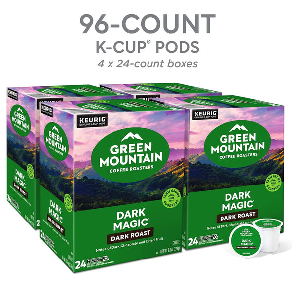 Green Mountain Coffee Roasters Dark Magic coffee pods, 96 count, dark roast, single-serve K-Cup, compatible with Keurig