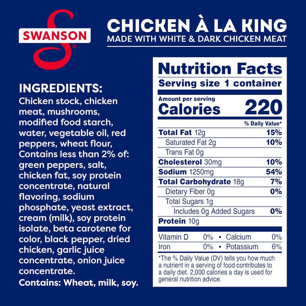 Swanson 10.5 Oz Canned Chicken a la King With White and Dark Chicken Meat, 12 Count